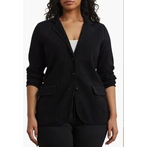 Lauren Ralph Lauren LRL Combed Cotton Blazer Cardigan Old Money Preppy Black XL